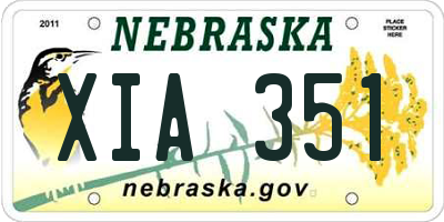 NE license plate XIA351