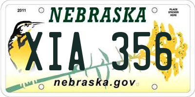 NE license plate XIA356
