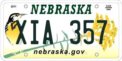 NE license plate XIA357