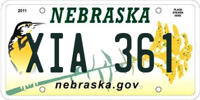 NE license plate XIA361