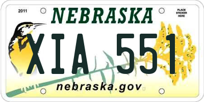 NE license plate XIA551