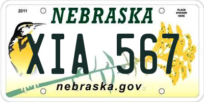 NE license plate XIA567