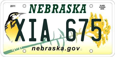 NE license plate XIA675