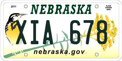 NE license plate XIA678