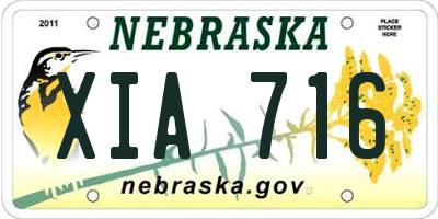 NE license plate XIA716