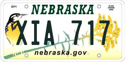 NE license plate XIA717