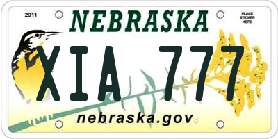 NE license plate XIA777