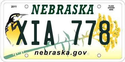 NE license plate XIA778