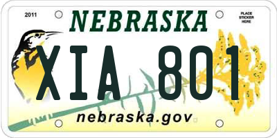 NE license plate XIA801