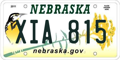 NE license plate XIA815