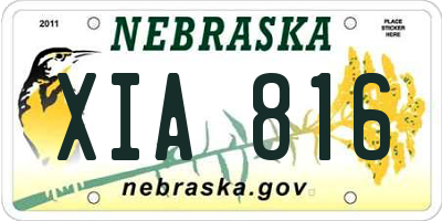 NE license plate XIA816