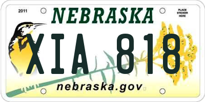 NE license plate XIA818