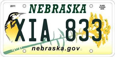 NE license plate XIA833