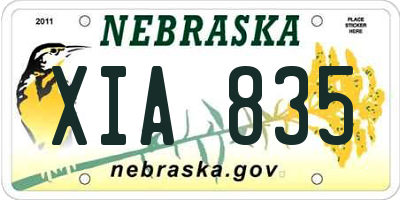 NE license plate XIA835