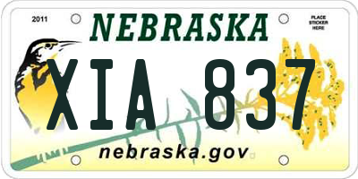 NE license plate XIA837