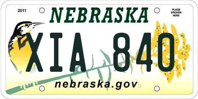 NE license plate XIA840