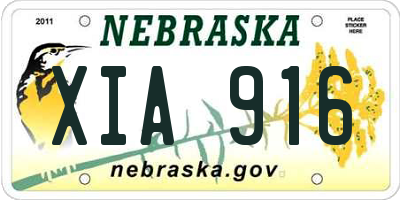 NE license plate XIA916