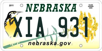 NE license plate XIA931