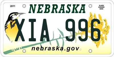 NE license plate XIA996
