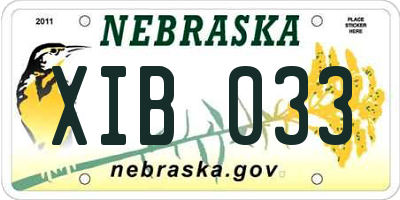 NE license plate XIB033
