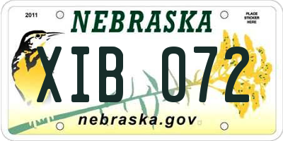 NE license plate XIB072