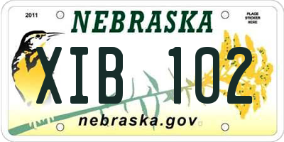 NE license plate XIB102