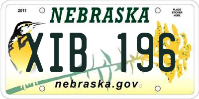 NE license plate XIB196