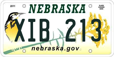 NE license plate XIB213