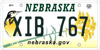 NE license plate XIB767