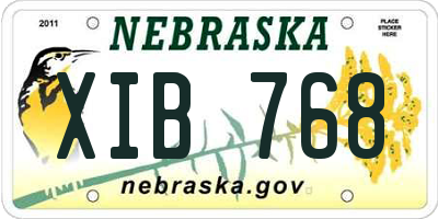 NE license plate XIB768