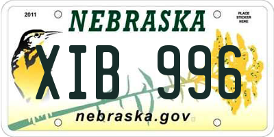 NE license plate XIB996