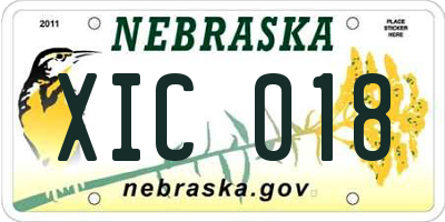 NE license plate XIC018