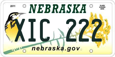 NE license plate XIC222