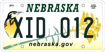 NE license plate XID012