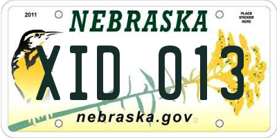 NE license plate XID013