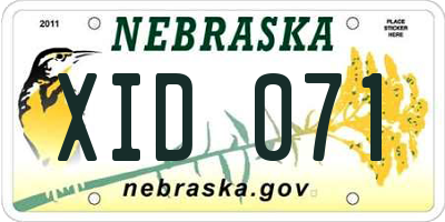 NE license plate XID071