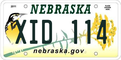 NE license plate XID114