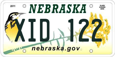 NE license plate XID122