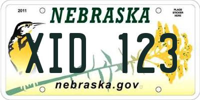 NE license plate XID123