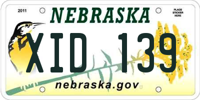NE license plate XID139