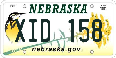 NE license plate XID158