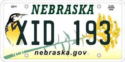 NE license plate XID193
