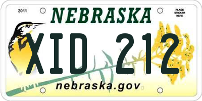 NE license plate XID212