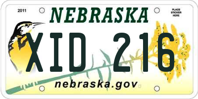 NE license plate XID216