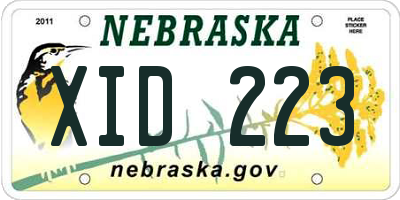 NE license plate XID223
