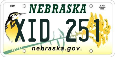 NE license plate XID251