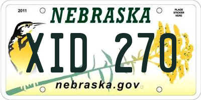 NE license plate XID270
