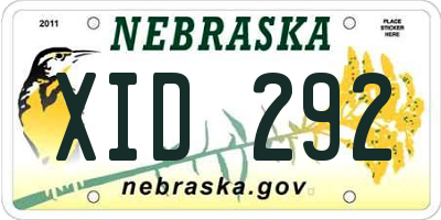 NE license plate XID292
