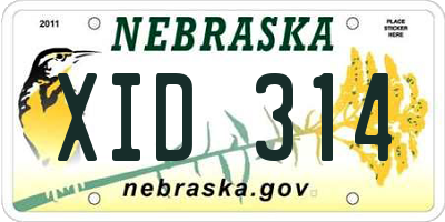 NE license plate XID314