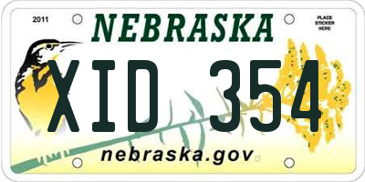 NE license plate XID354